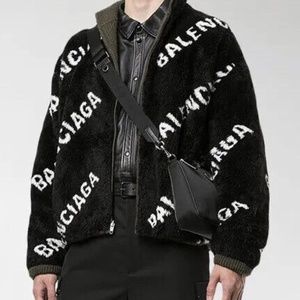 Balenciaga Reversible Wool/Shearling Allover logo jacket